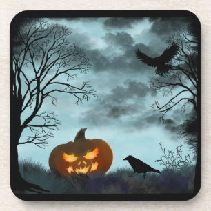 Dessous-de-verre Citrouille d'Halloween et corbeau