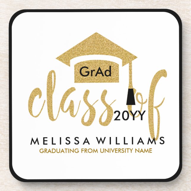 Dessous-de-verre Classe Parties scintillant Or De 2016 Design De Te (Devant)