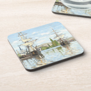 Dessous-de-verre Claude Monet. Navires à cheval sur la Seine à Roue