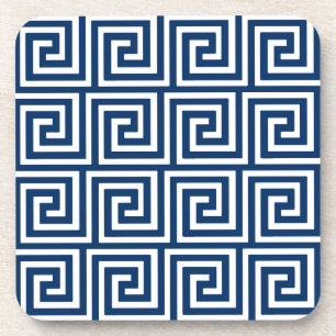 Dessous-de-verre Clé grecque, bleu marine et blanc