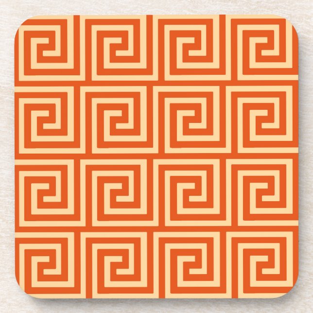 Dessous-de-verre Clé grecque, mandarine orange (Devant)