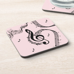 Dessous-de-verre Climacic G Clef Music Rose