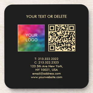 Dessous-de-verre Code QR Modèle Élégant Personnalisé Noir Et Or