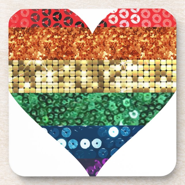Dessous-de-verre coeur arc-en-ciel lgbt (Devant)