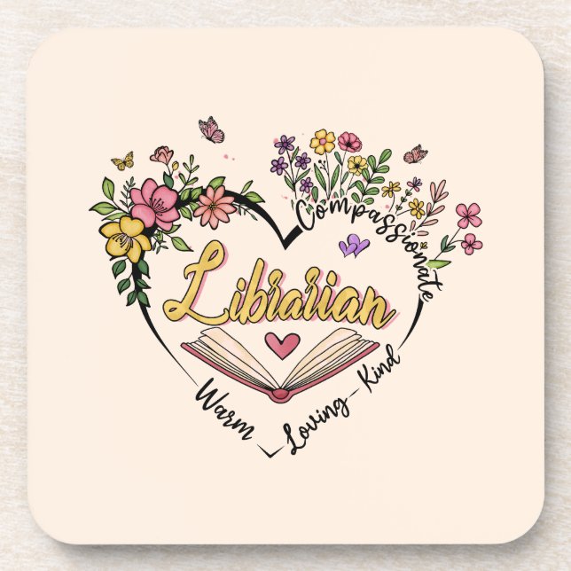 Dessous-de-verre Coeur bibliothécaire floral (Devant)