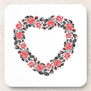 Dessous-de-verre Coeur d'origine des fleurs de roses rouges de poin