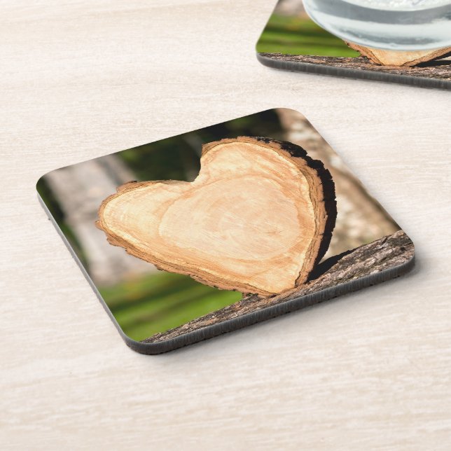 Dessous-de-verre coeur en bois (Côté gauche)