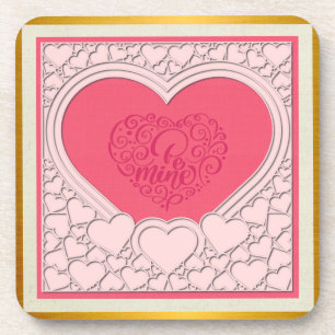 Dessous-de-verre Cœur Rose Élégant Joyeuse Saint-Valentin Élégant