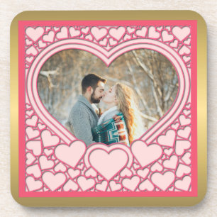 Dessous-de-verre Cœur Rose Élégant Joyeuse Saint-Valentin Élégant