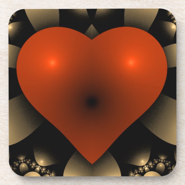 Dessous-de-verre Coeur rouge 3D (Devant)