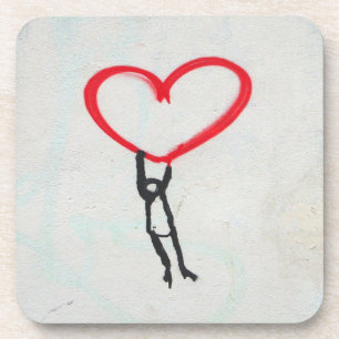 Dessous-de-verre Coeur rouge avec figure rouge, vivant tout ce dont