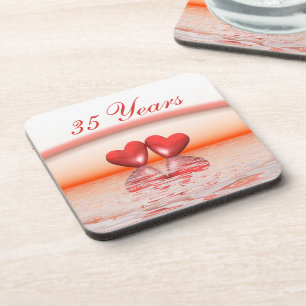 Dessous-de-verre Coeurs coralliens du 35e anniversaire