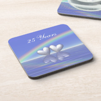 Dessous-de-verre Coeurs d'argent du 25e anniversaire