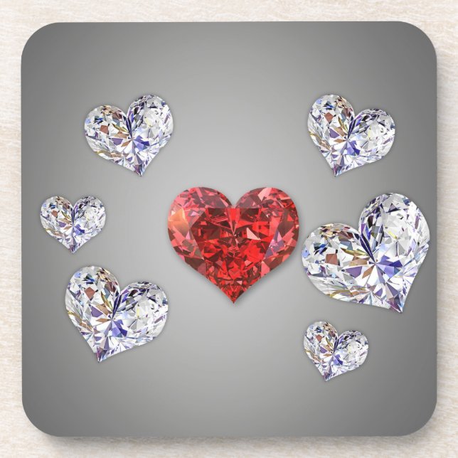 Dessous-de-verre Coeurs de diamants précieux et élégants (Devant)