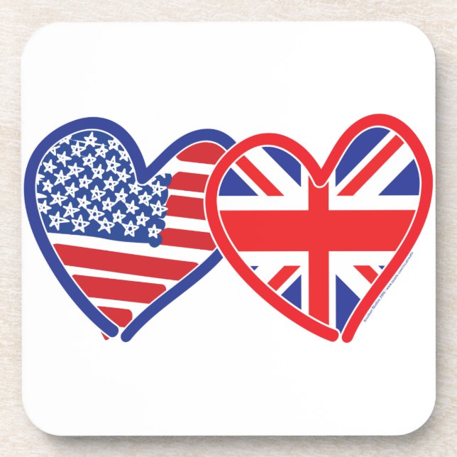 Dessous-de-verre Coeurs du drapeau américain Union Jack (Devant)