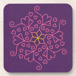 Dessous-de-verre Coeurs et fleurs Mandala inspiré