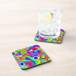 Dessous-de-verre Cœurs Fleurs Groovy