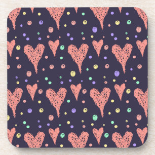 Dessous-de-verre Coeurs motifs Fille colorée Moderne Cute