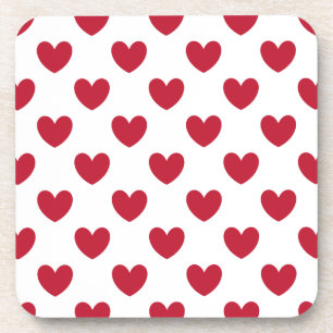Dessous-de-verre Coeurs polka rouge sur blanc