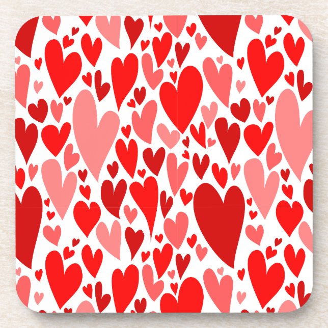 Dessous-de-verre Coeurs rouges super et romantiques Saint-Valentin (Devant)