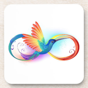 Dessous-de-verre Colibri arc-en-ciel avec symbole Infinity