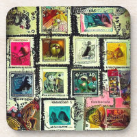 Collage de timbres Vintages peints