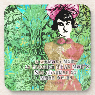 Dessous-de-verre Collage numérique pour femmes Arrière - plan vert