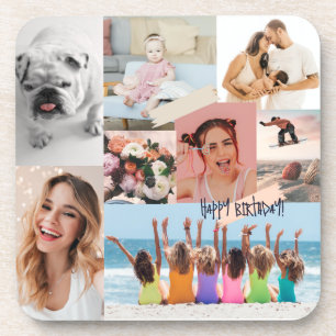 Dessous-de-verre Collage photo moderne Joyeux anniversaire mignon