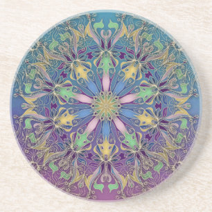 Dessous de verre coloré en grès Mandala