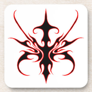 Dessous-de-verre Conception de Masque Tribal - Noir et Rouge