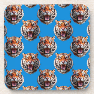 Dessous-de-verre Conception de motif tête de tigre bleu