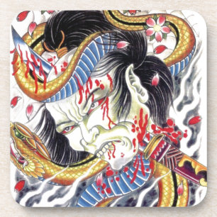 Dessous-de-verre Conception de tatouage Grotesque et serpent