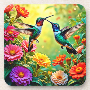 Dessous-de-verre Conception magique de colibri aux tons bijoux