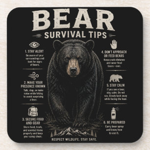 Dessous-de-verre Conseils de survie de l'ours noir Vintage Extérieu