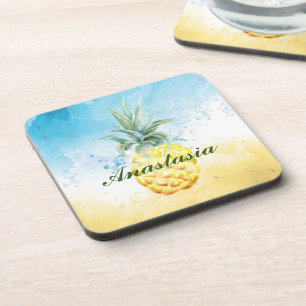 Dessous-de-verre Cool, Extraordinaire, Ananas avec le nom