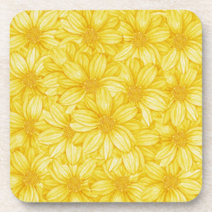 Dessous-de-verre Copie jaune illustrative florale
