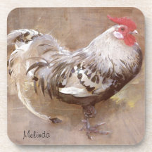 Coq tacheté noir et blanc