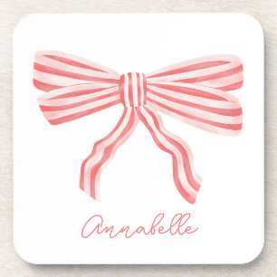 Dessous-de-verre Coquette Pink Strited Bow