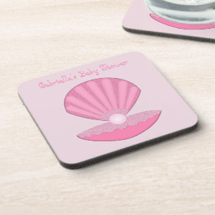 Dessous-de-verre Coquille d'huîtres pour fille rose et Baby shower 