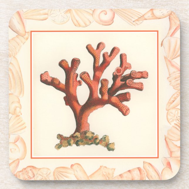 Dessous-de-verre Corail rouge avec bordure conique (Devant)