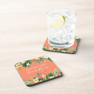 Dessous-de-verre Coral Aquarelle Tropical Floral Beach House