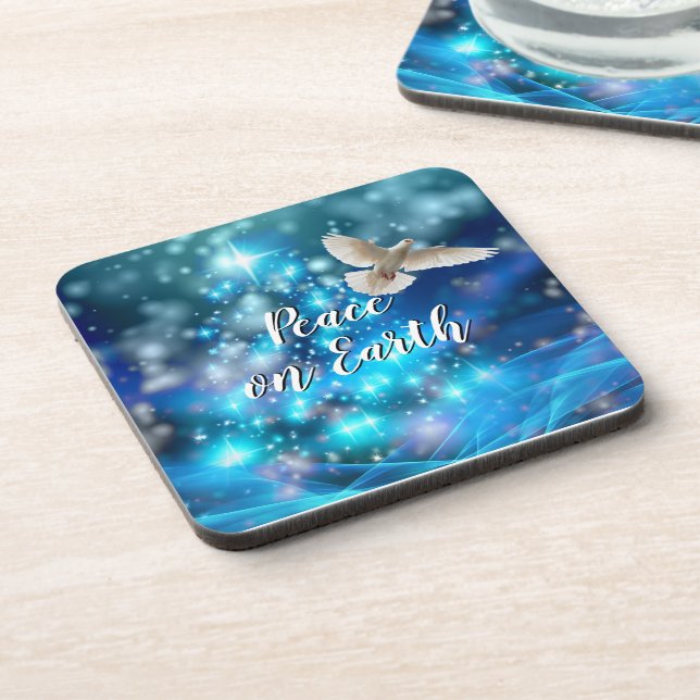 Dessous-de-verre Correspondance Blue Dove Peace Christmas cork dur  (Côté gauche)