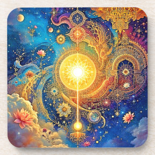 Dessous-de-verre Cosmic Sun Mandala Art