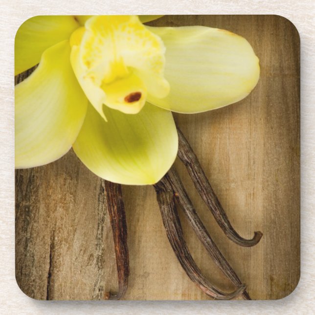 Dessous-de-verre Cosses et fleur de vanille au-dessus d'arrière - (Devant)