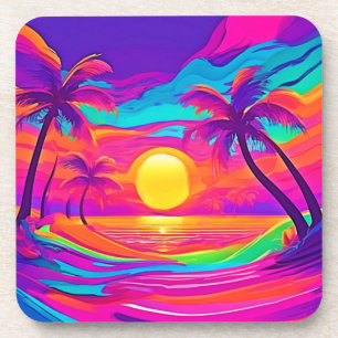 Dessous-de-verre Coucher de soleil bleu et orange