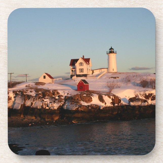 Dessous-de-verre Coucher de soleil d'hiver à Nubble Light (Devant)