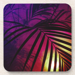 Dessous-de-verre Coucher de soleil feuille Palm moderne tropical