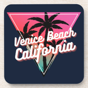 Dessous-de-verre Coucher de soleil néon rétro Palmiers Venice Beach