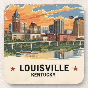 Dessous-de-verre Coucher de soleil sur la ville de Louisville Kentu