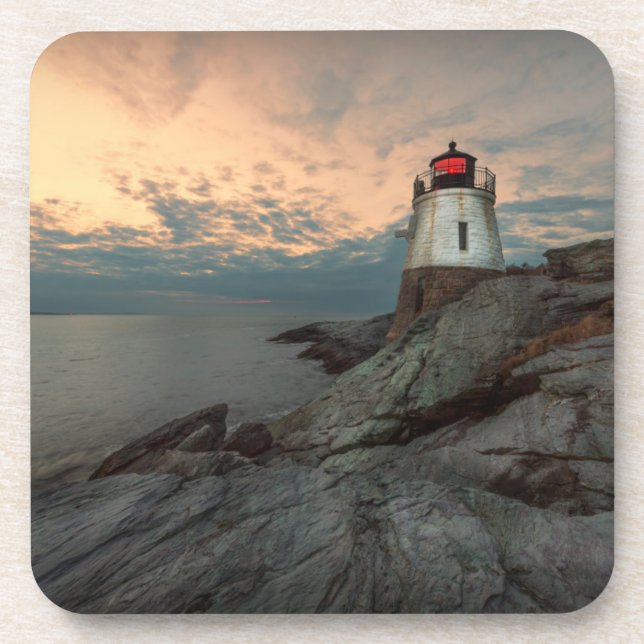 Dessous-de-verre Coucher du soleil au phare de colline de château (Devant)